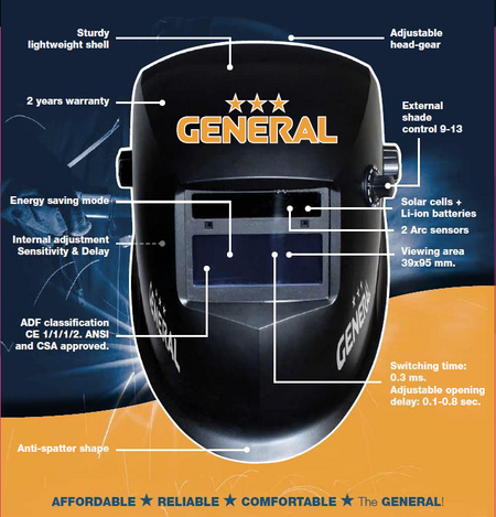 General lashelm met lasfilter kleur 4/9-13 - Weldingshop