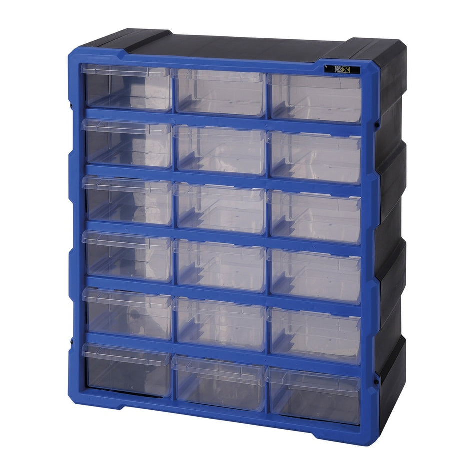 Storage cabinet with 18 containers