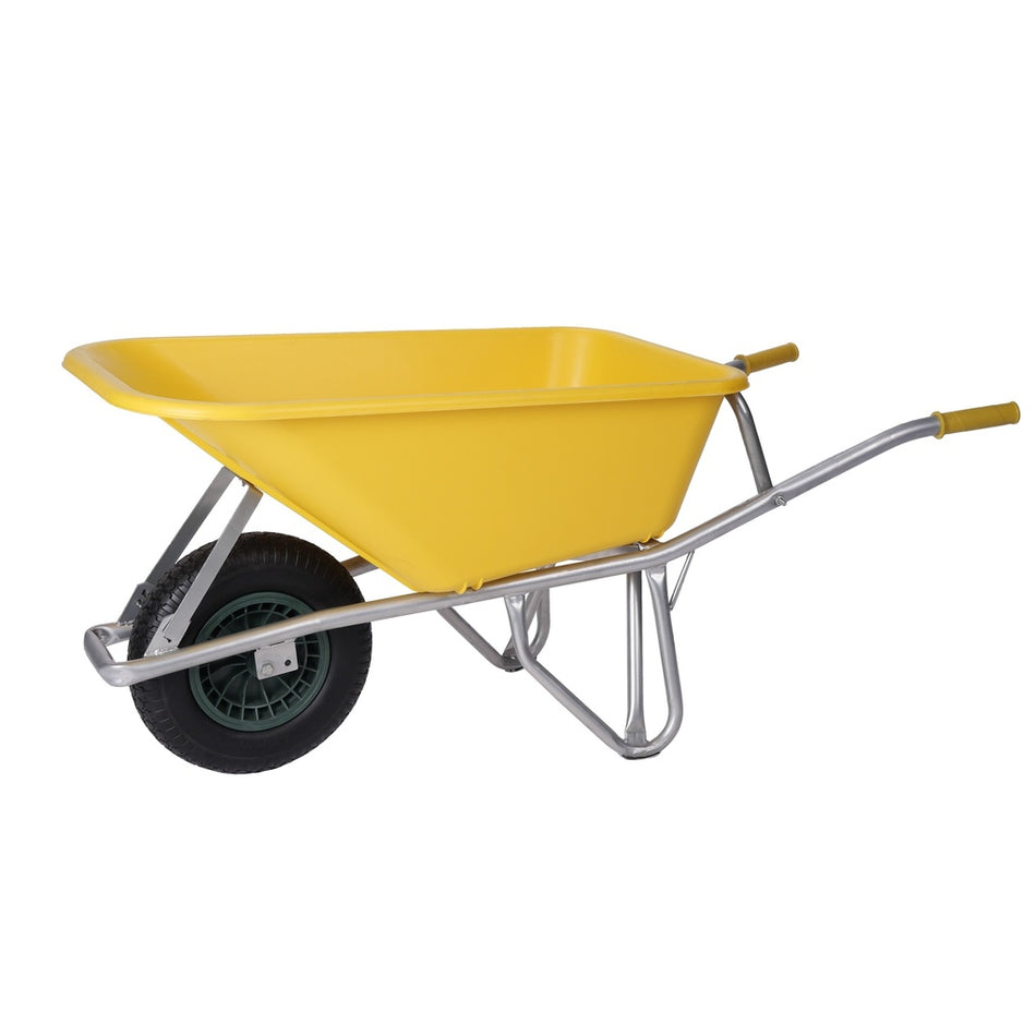 Plastic wheelbarrow with solid wheel