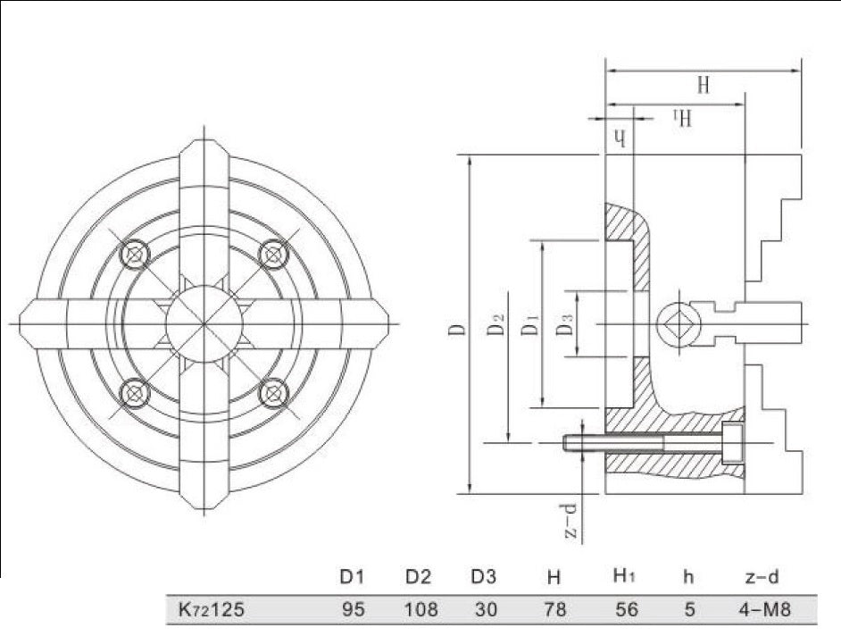 Onafhankelijke 4 klauwplaat 125mm - Weldingshop