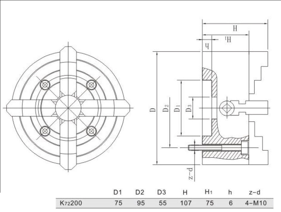 Onafhankelijke 4 klauwplaat 200mm - Weldingshop