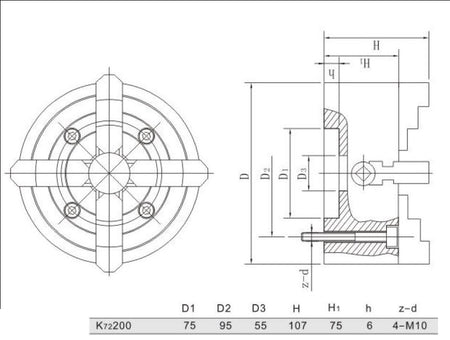 Onafhankelijke 4 klauwplaat 200mm - Weldingshop