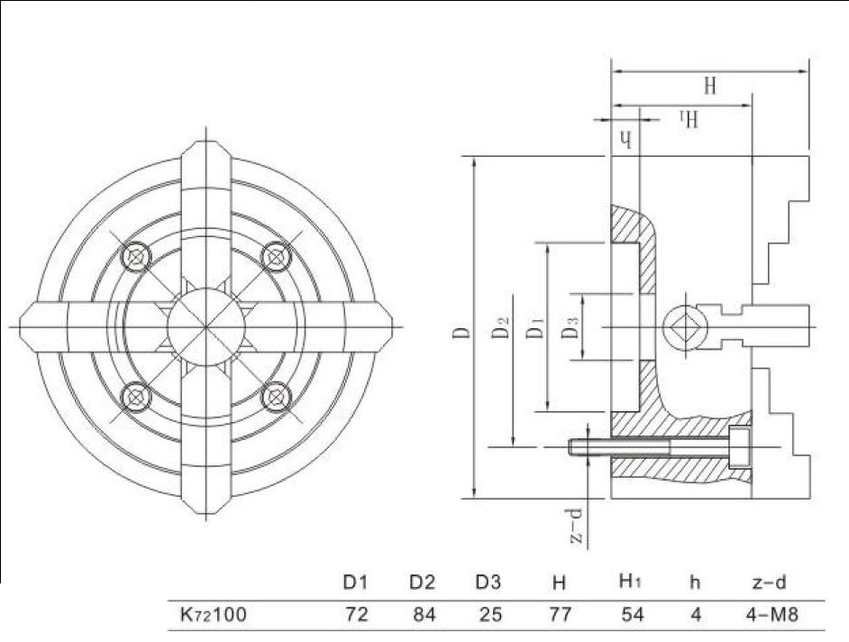 Onafhankelijke 4 klauwplaat 100mm - Weldingshop