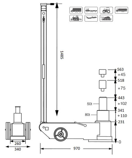 Luchtvloerkrik 80T - 50T - Weldingshop