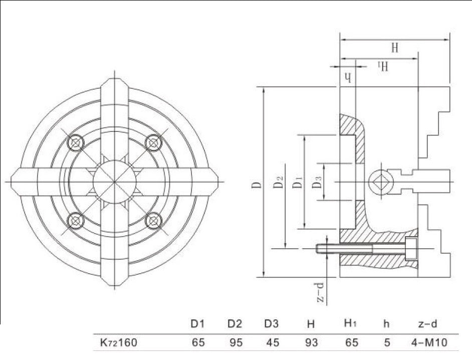 Onafhankelijke 4 klauwplaat 160mm - Weldingshop